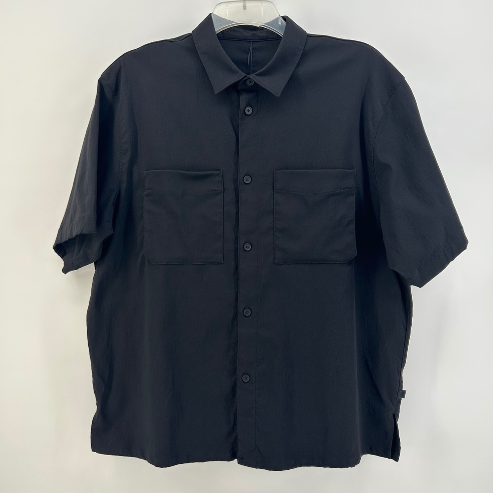 Lululemon Black Short Sleeve Shirt Double Pocket Button Down Men 2Xl Heavyweight